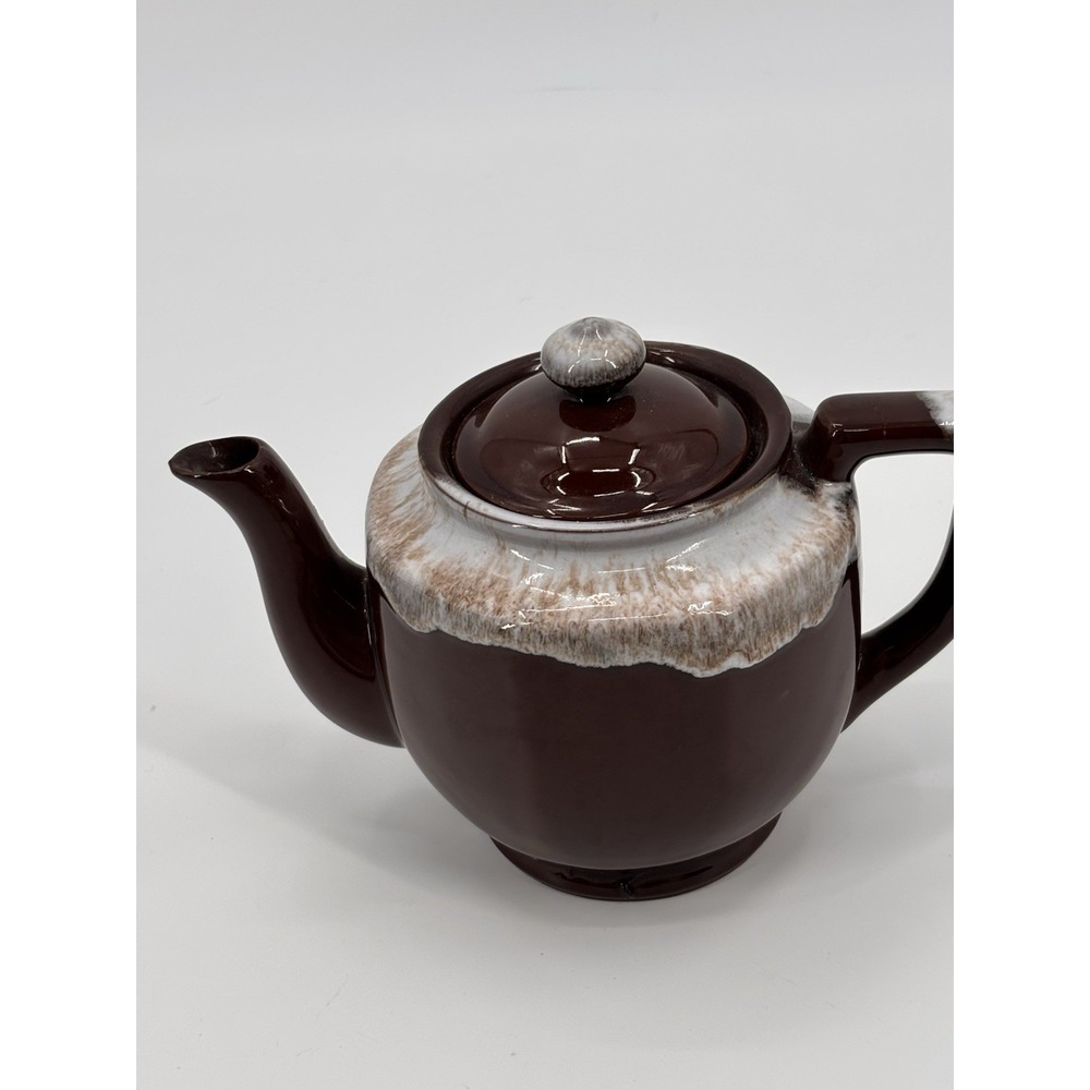 Vintage Japan Brown Drip Glaze Ceramic Teapot MCM Retro Pottery Cottage Kitchen